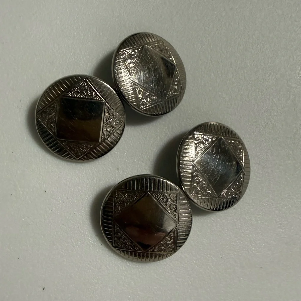 Vintage Italian Mosaic Cufflinks Silver Tone Mid Century